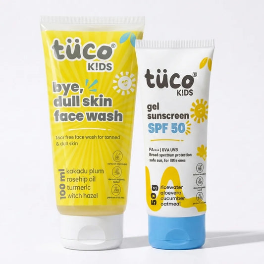 Tuco Kids Sun Care Kit – bye dull skin face wash 100ml and gel sunscreen SPF 50 for kids