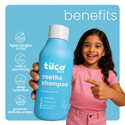 Gently detangles and nourishes frizzy hair, mild & nourishing for kids, deeply hydrating, and protects sensitive scalps. Safe for daily kids use.