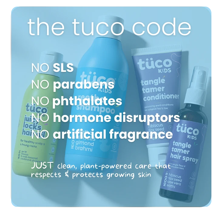 Free from toxins and harsh chemicals, designed for kids' sensitive and delicate scalps and hair. Safe for kids to use daily. 