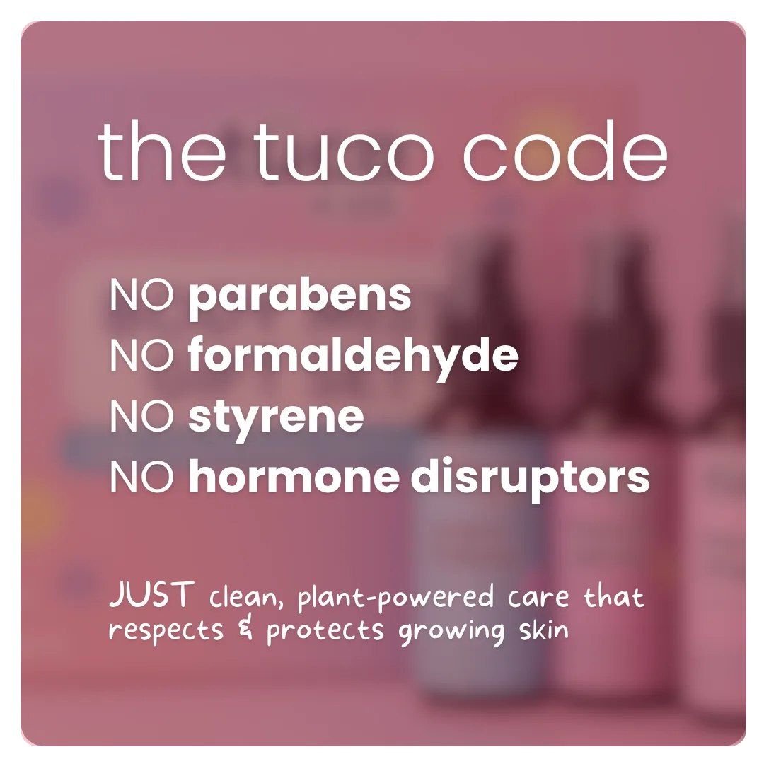 The Tuco code - no parabens, formaldehyde, styrene or hormone disruptors in Tuco Kids perfume for kids