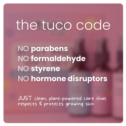 The Tuco code - no parabens, formaldehyde, styrene or hormone disruptors in Tuco Kids perfume for kids