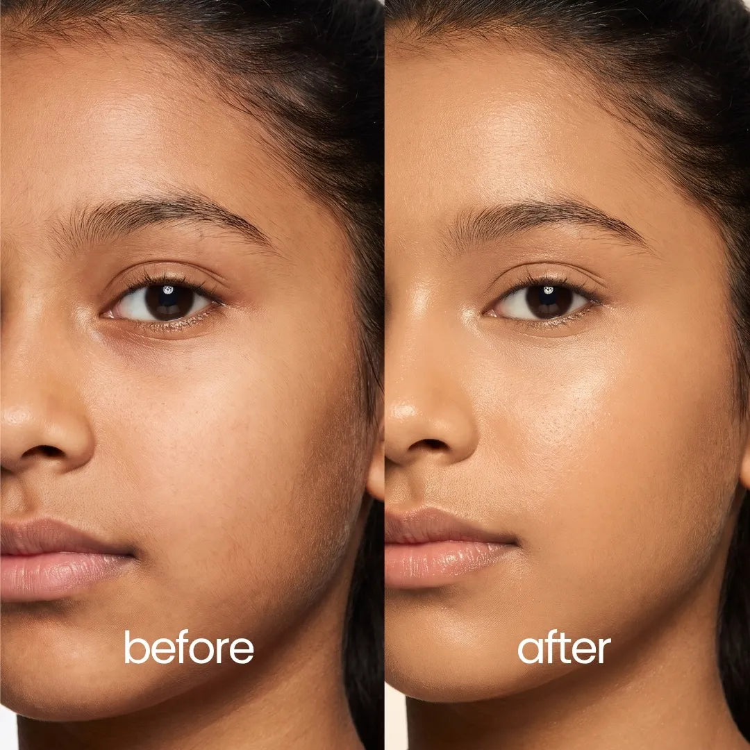 Tinted Moisturiser - Caramel Creme — before and after application | Tuco Kids