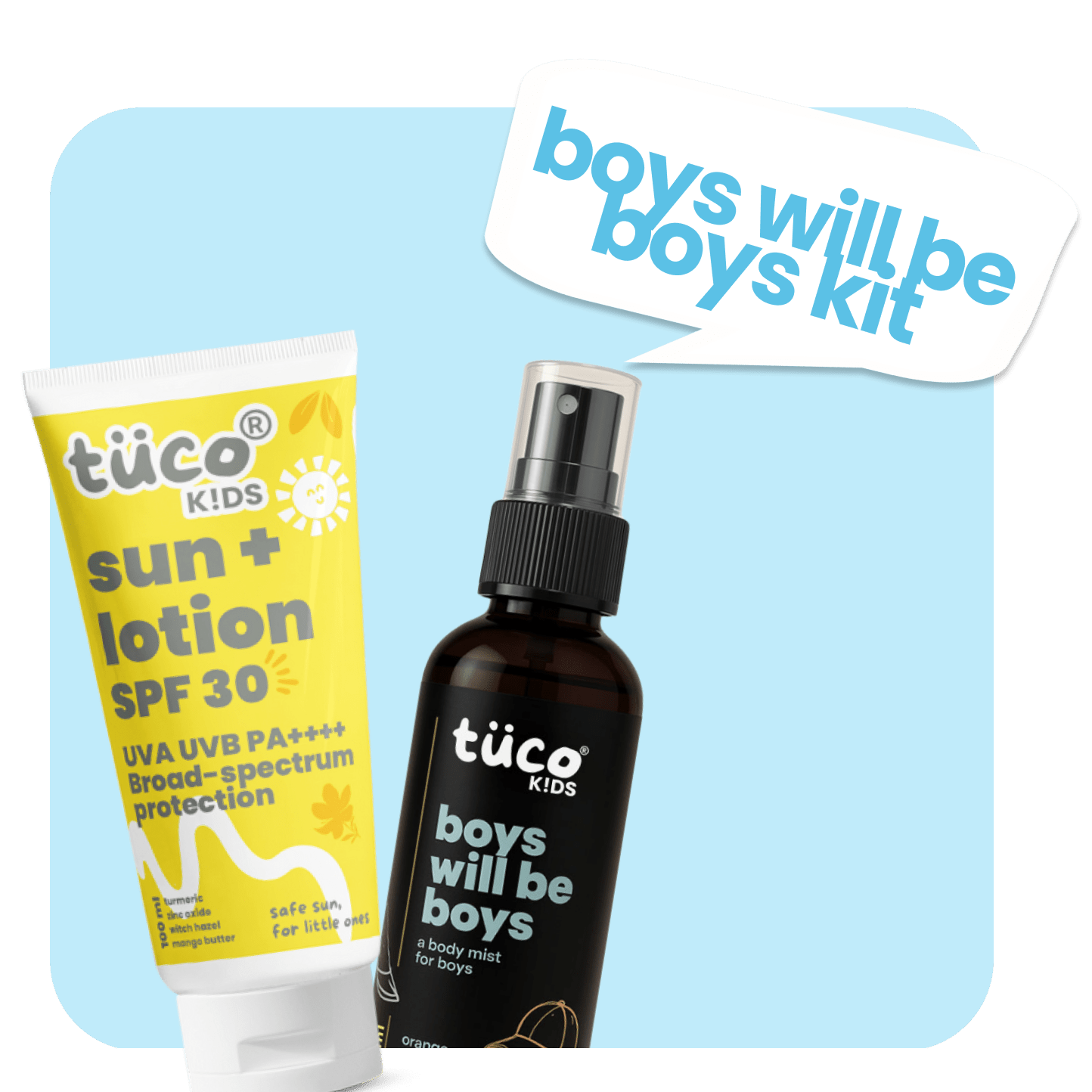 Boys Will be Boys: Sun Lotion SPF30 + Boys Body Mist - Tuco Kids