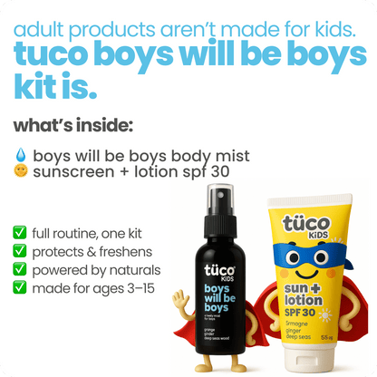 Boys Will be Boys: Sun Lotion SPF30 + Boys Body Mist - Tuco Kids
