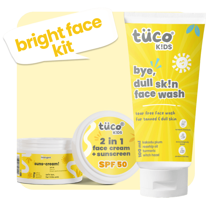 Bye, Dull Face Kit Facewash + Sunscreen SPF50 - Tuco Kids