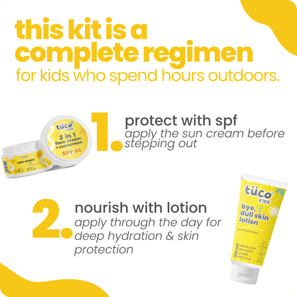 Bye, Dull Skin Kit Lotion + Sunscreen SPF50 - Tuco Kids