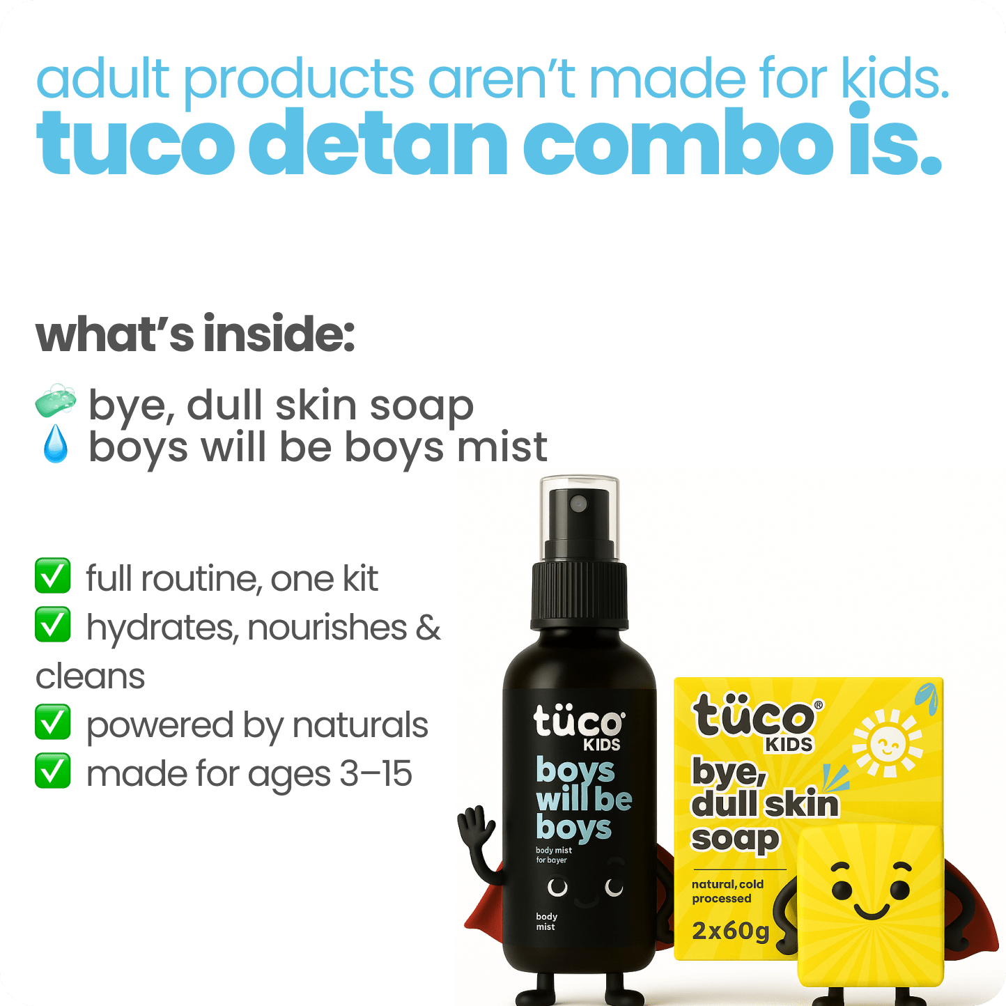 detan soap + body mist combo for boys - Tuco Kids