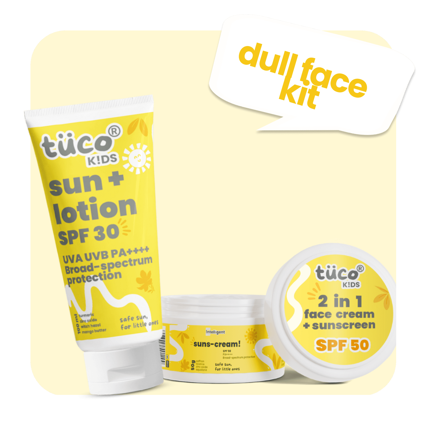 Dull Face Kit for Kids - Sun lotion + Sunscreen - Tuco Kids