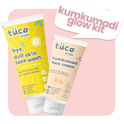 Tuco Kids Kumkumadi Glow Kit featuring Dull Skin Face Wash and Kumkumadi Cream – natural skincare for bright, even-toned skin

