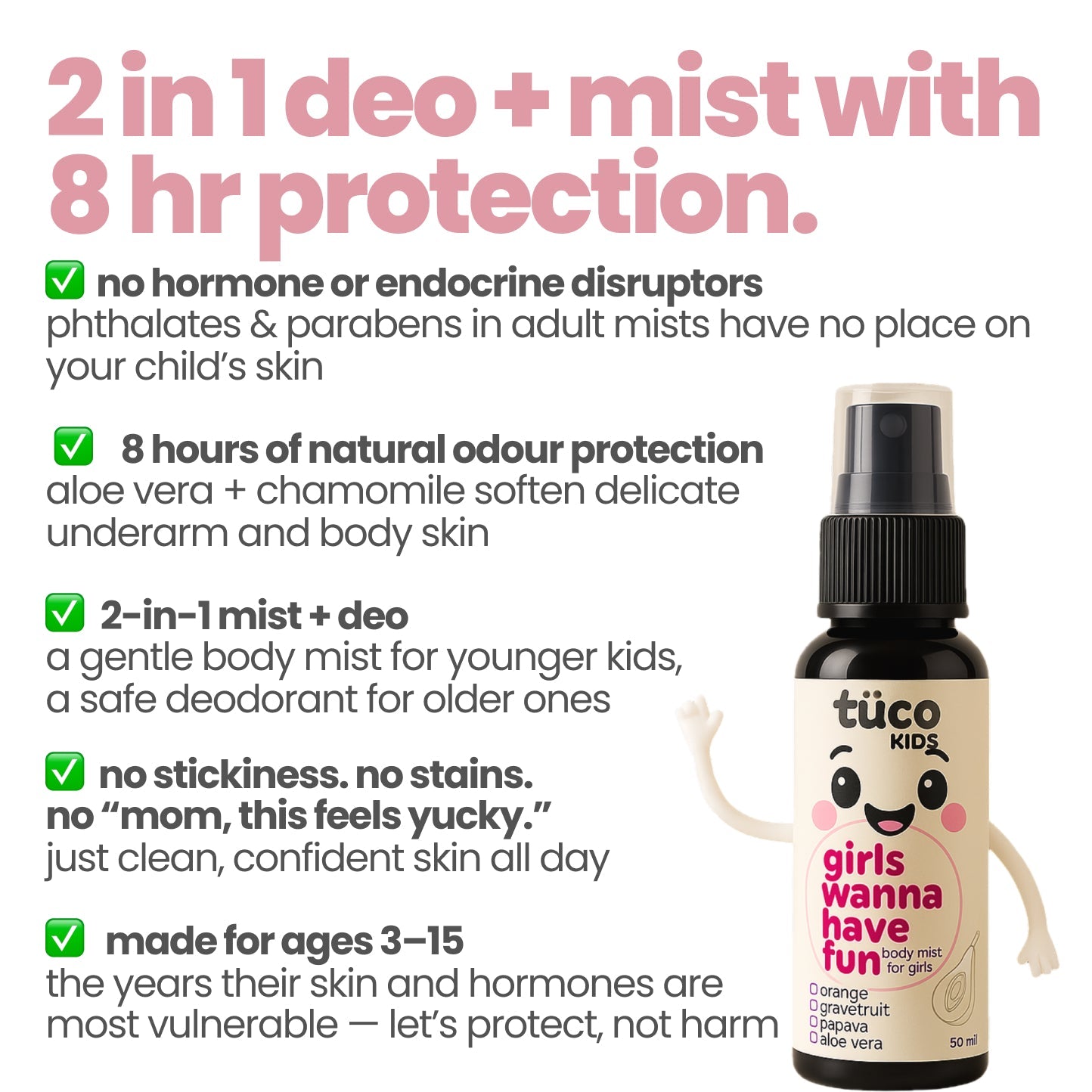 Natural Body Mist for Girls - 100ml - Tuco Kids