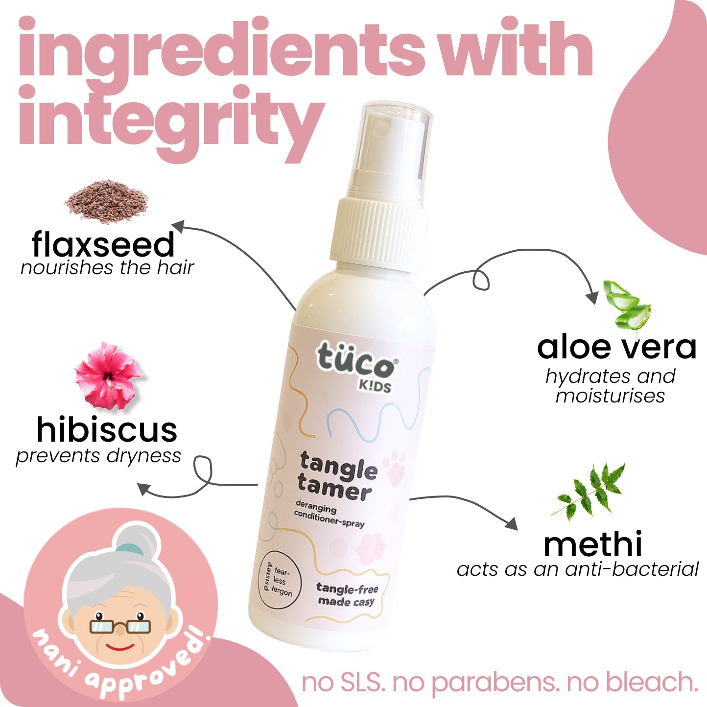 Natural Hair Detangler spray for Kids - 100ml - Tuco Kids