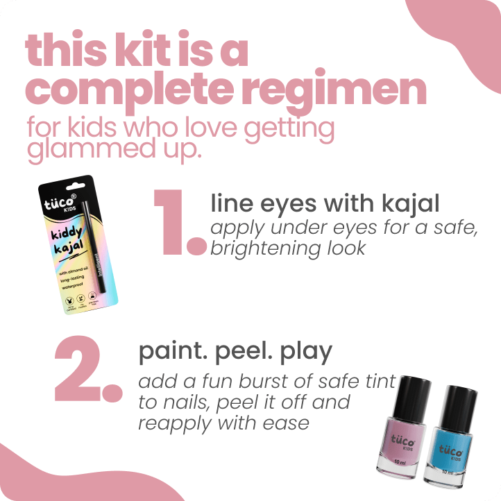 nontoxic makeup kit for kids - Nail Paint + Kajal - Tuco Kids