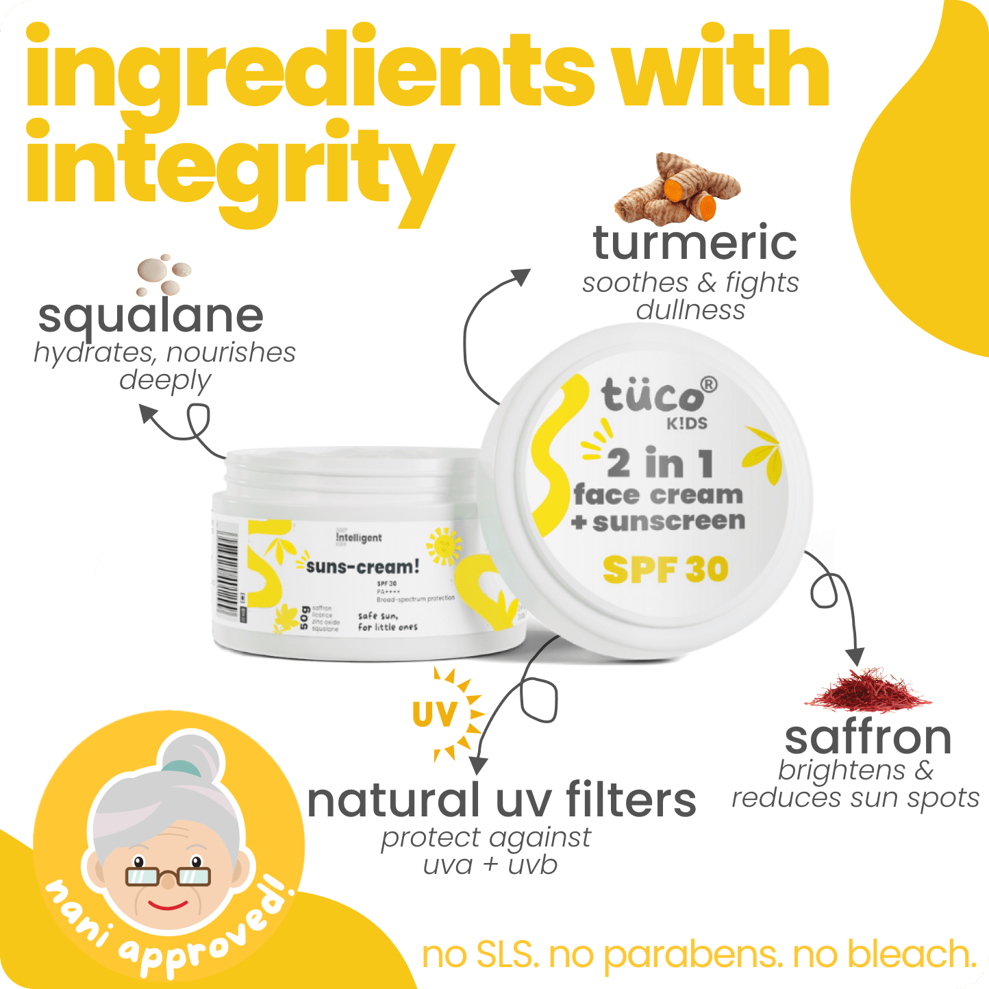 Saffron Face Cream & Sunscreen 50g (SPF - 30)!! - Tuco Kids