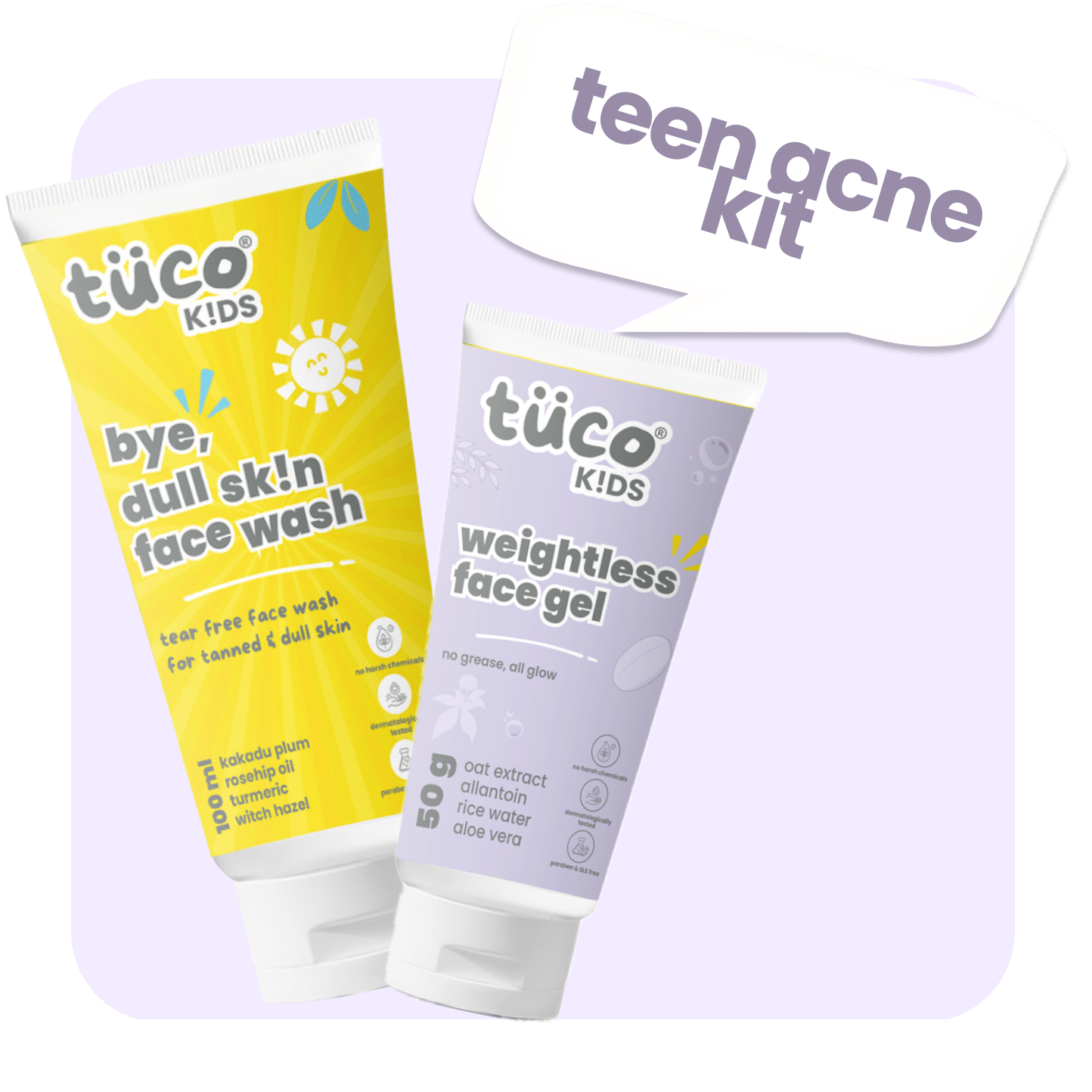 Teen Acne Kit: Dull Skin Face Wash + Weightless Face Gel - Tuco Kids