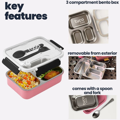 Tuco Kids 3 Compartment Bento Lunch Box. - Tuco Kids
