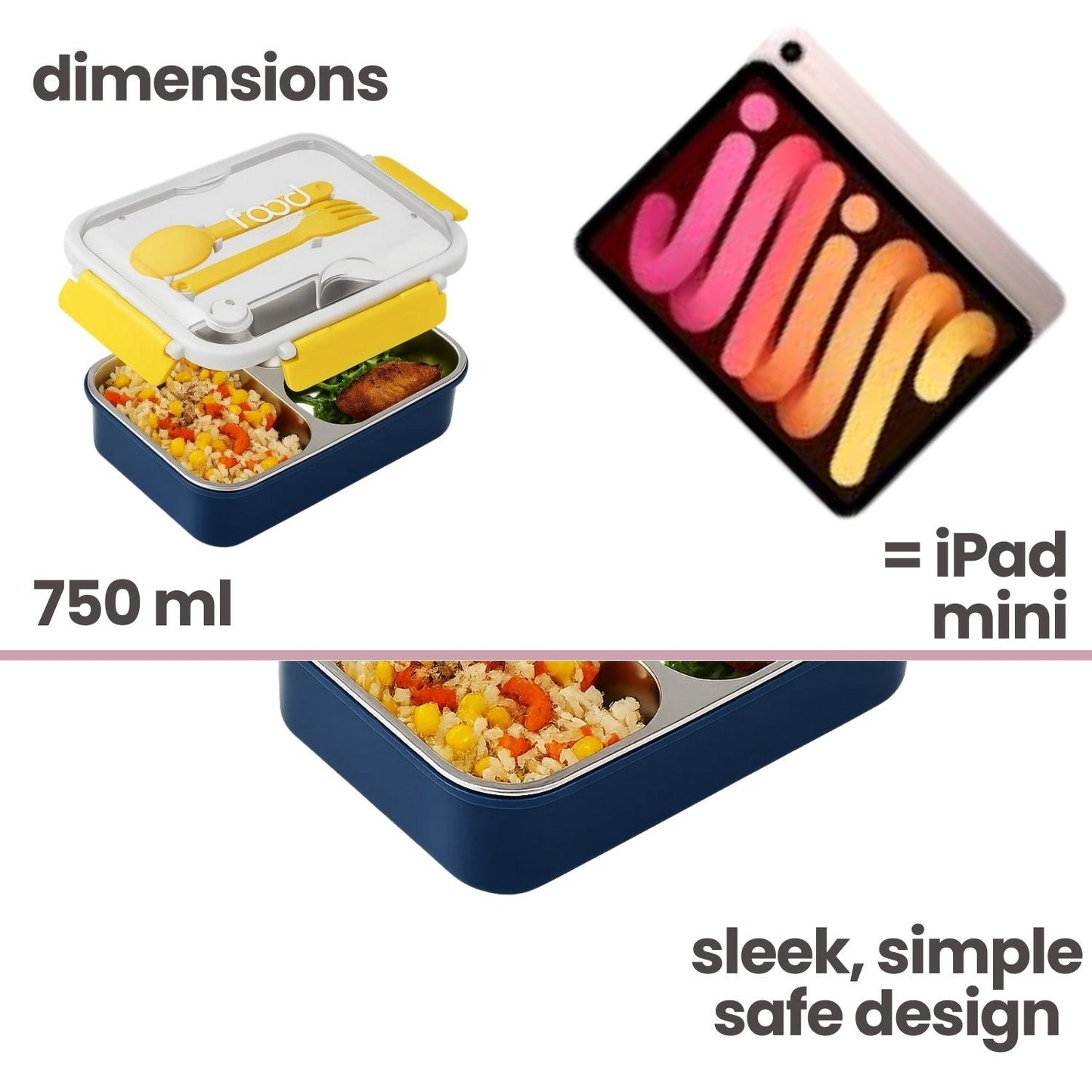 Tuco Kids 3 Compartment Bento Lunch Box. - Tuco Kids