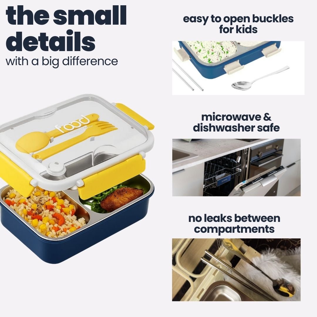 Tuco Kids 3 Compartment Bento Lunch Box. - Tuco Kids
