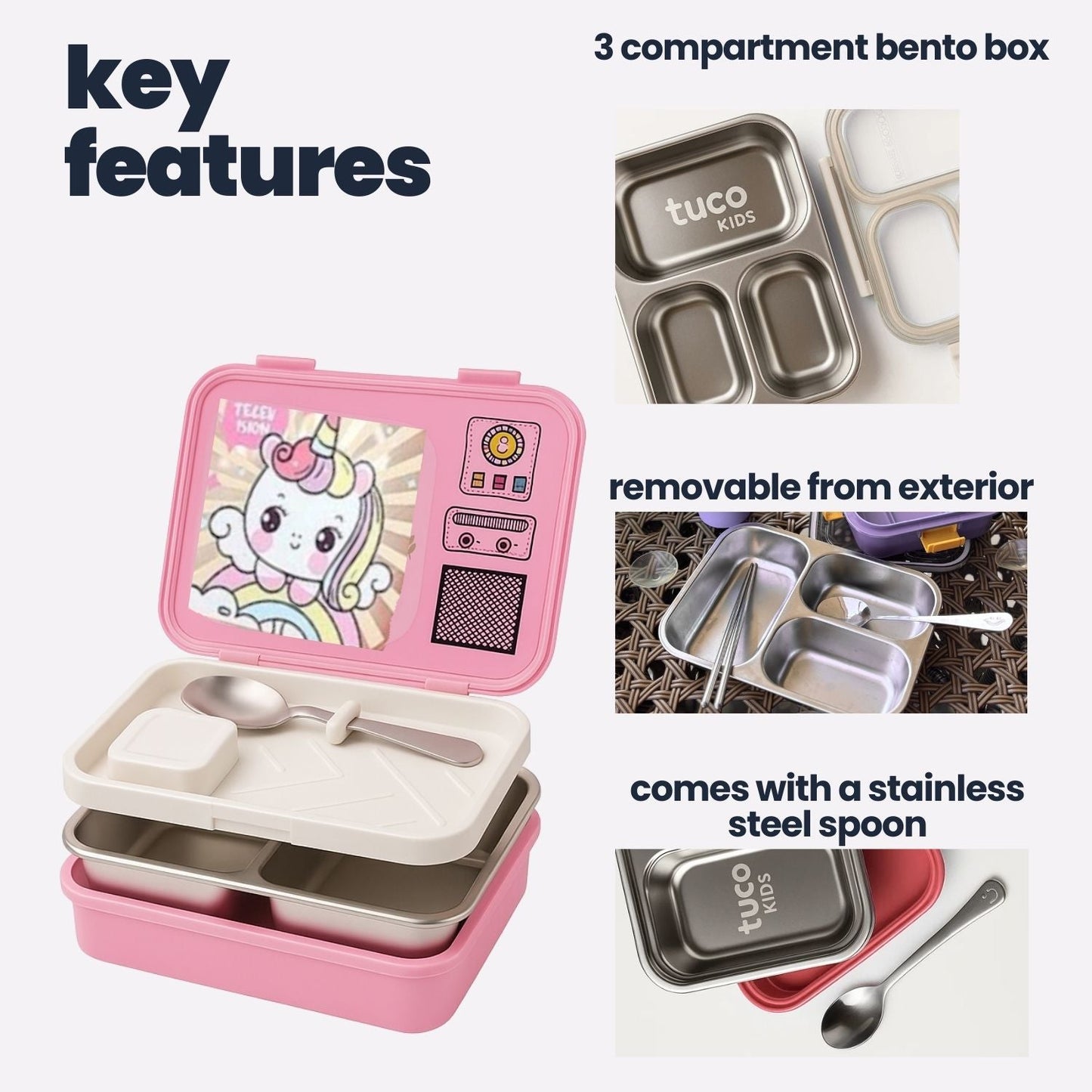 Tuco Kids 3 Compartment Bento Lunch Box! - Tuco Kids