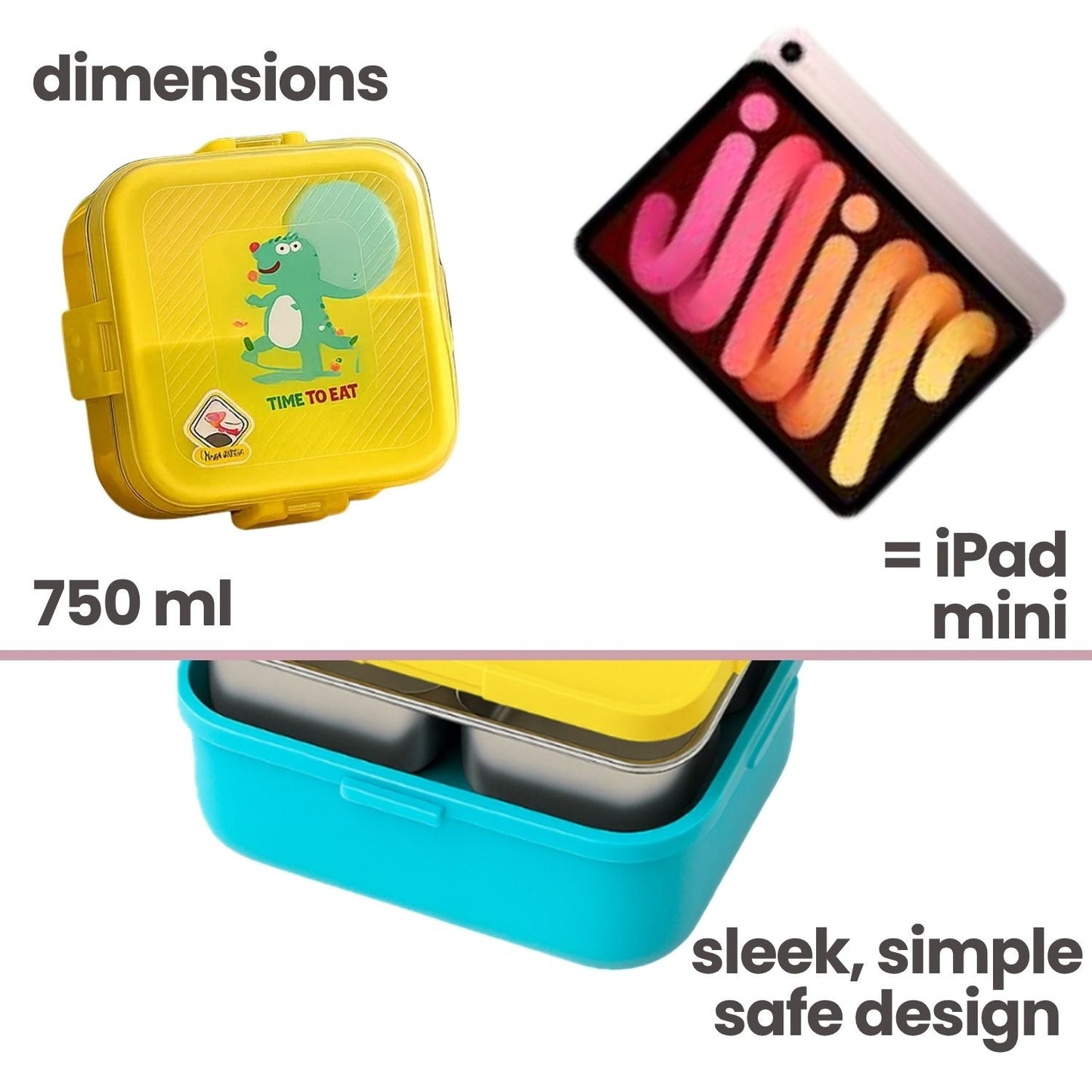 Tuco Kids 3 Compartment Stainless Steel Bento Lunch Box - Tuco Kids