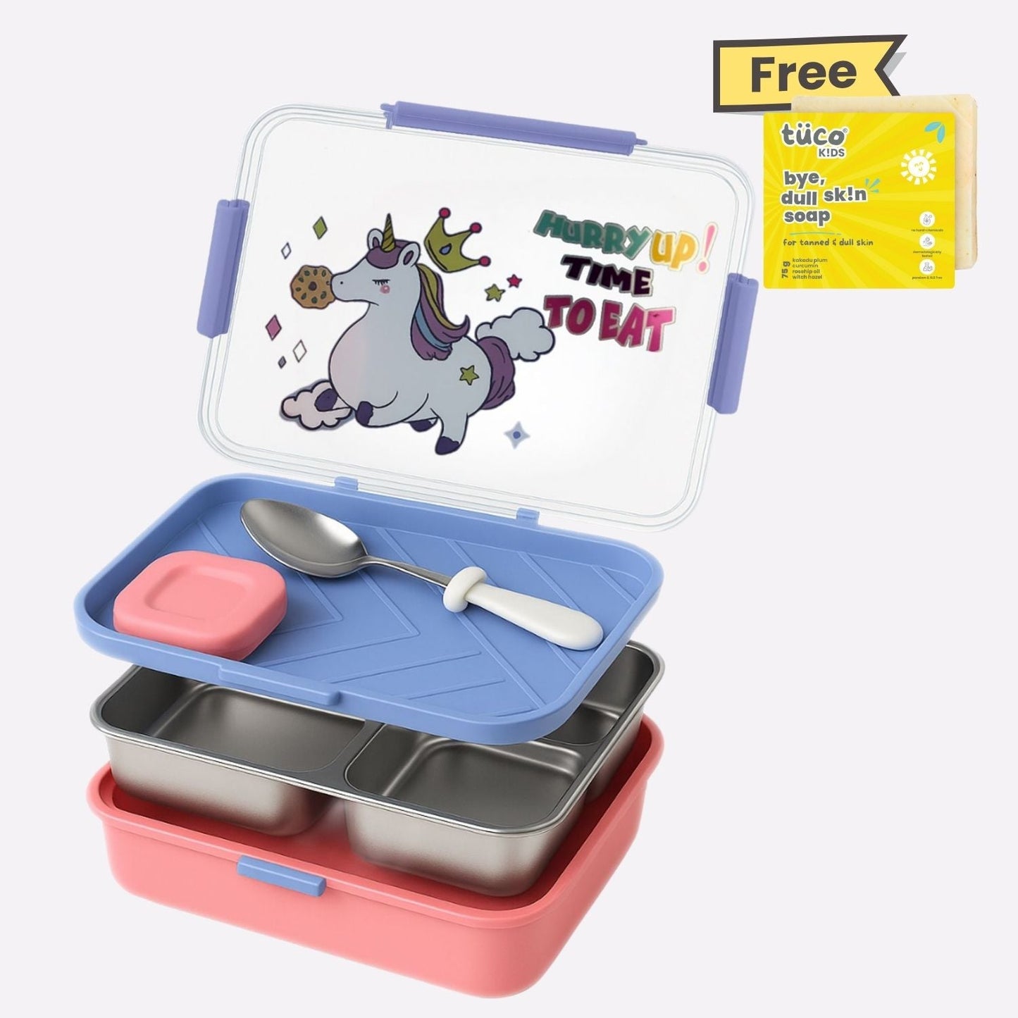 Tuco Kids 3 Compartment Stainless Steel Bento Lunch Box - Tuco Kids