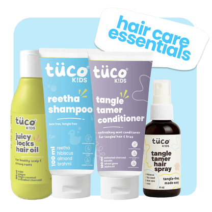 Ultimate Hair Care Kit: Shampoo 100ml + Hair Oil 100ml + Conditioner 100g + Hair Detangler 50ml - Tuco Kids