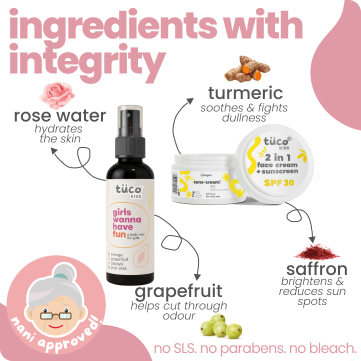 Vacation Ready Girls Gift Pack: Sunscreen (SPF 30) + Mist (100ml) - Tuco Kids