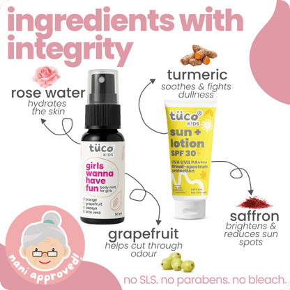 You Go Girl: Sun Lotion SPF30 + Girls Body Mist - Tuco Kids