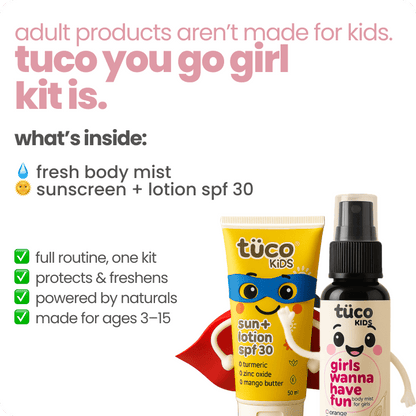 You Go Girl: Sun Lotion SPF30 + Girls Body Mist - Tuco Kids