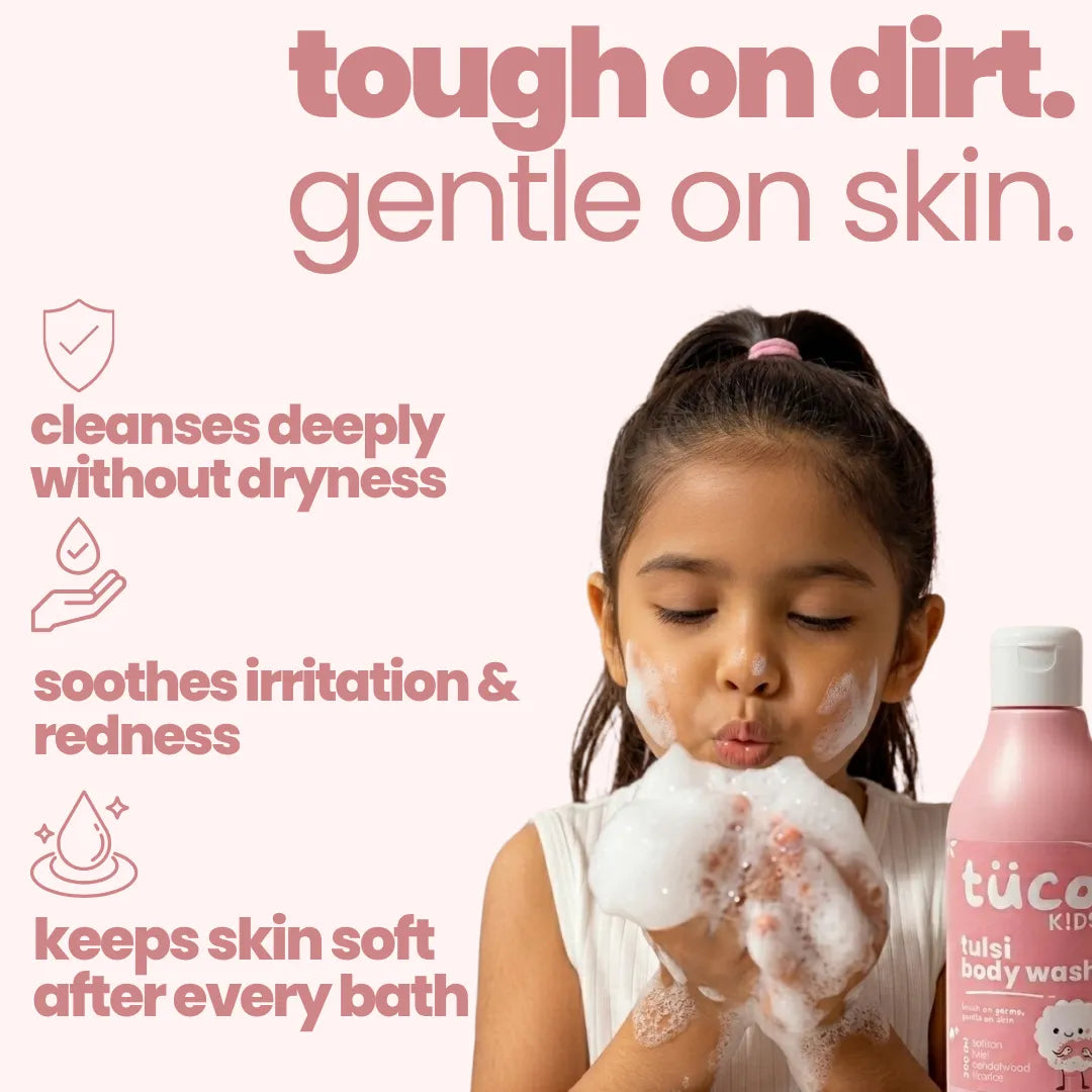 Tulsi Body Wash for Kids — tough on dirt, gentle on skin, cleanses without dryness | Tuco Kids