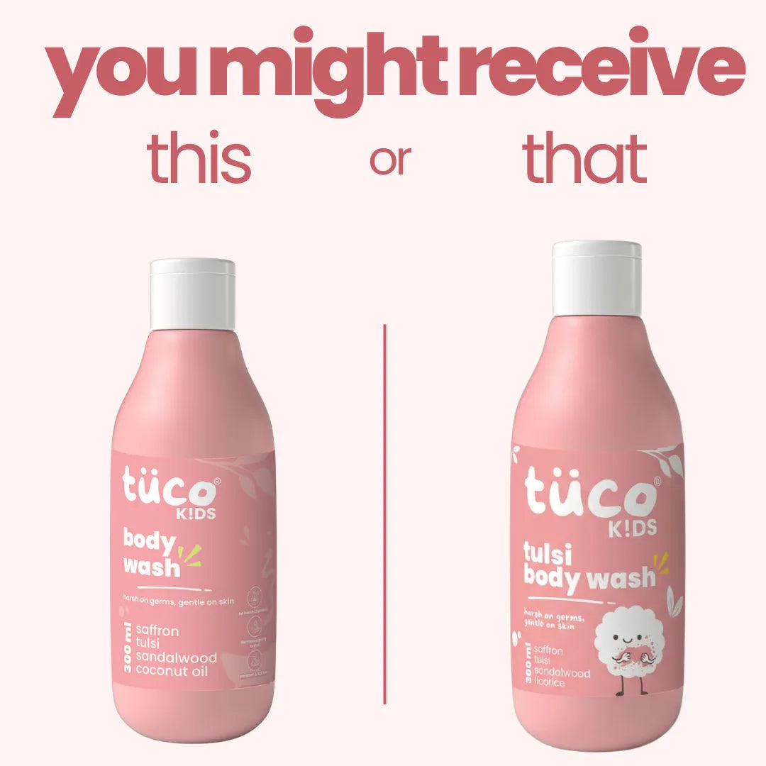 Tulsi Body Wash for Kids — old and new bottle designs you might receive | Tuco Kids