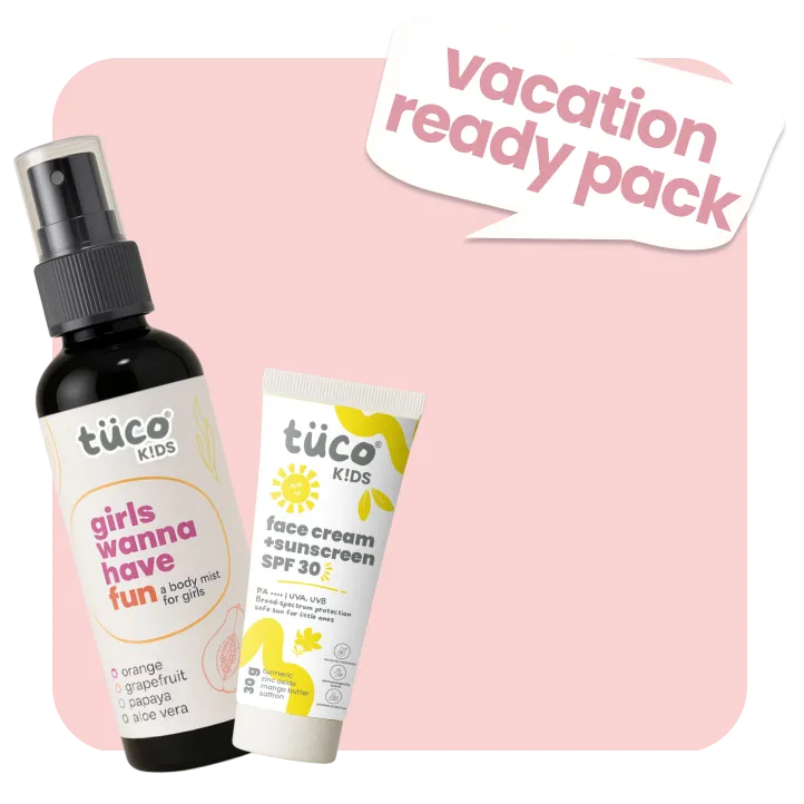 Vacation Ready Girls Gift Pack: Sunscreen (SPF 30) + Mist (100ml) — natural kids skincare | Tuco Kids