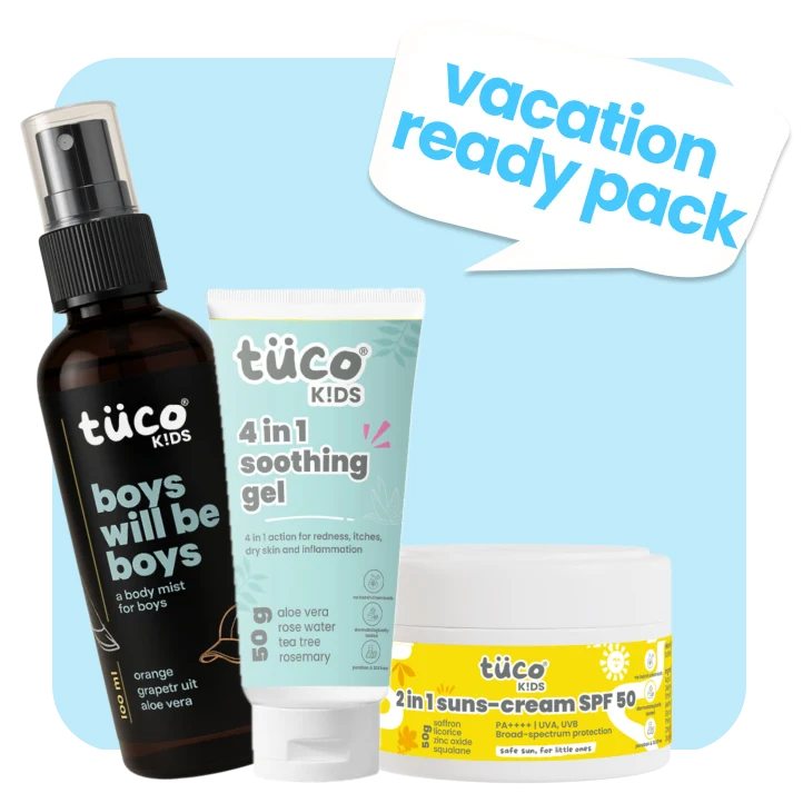 vacation Ready Kit boys soothing gel + body mist + sunscreen spf50 — natural kids skincare | Tuco Kids