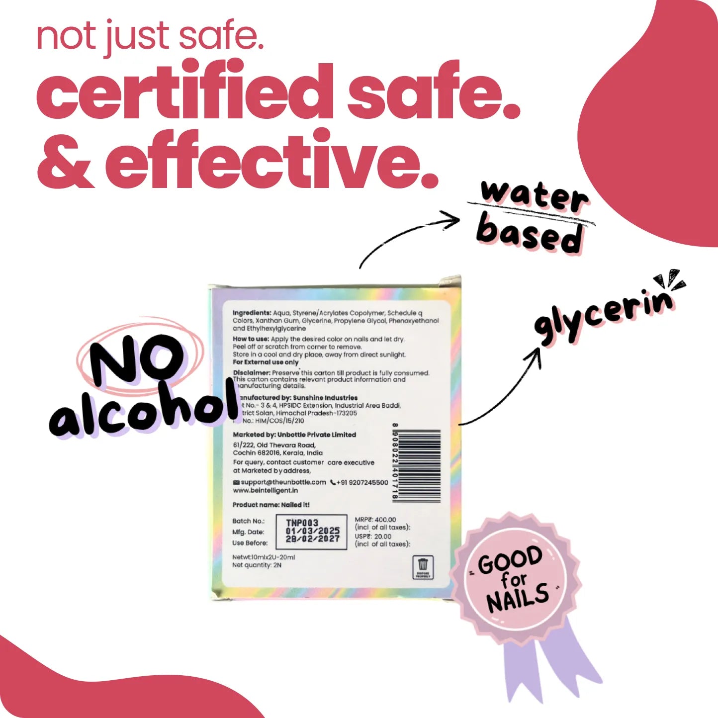 Water based nail paint kit (pack of 2) — safe for kids ingredients | Tuco Kids