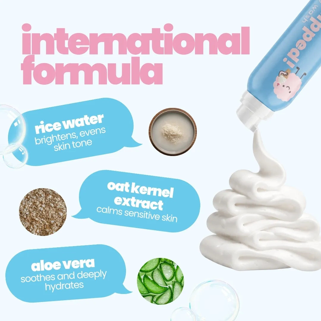 Whipped Body Wash — ingredient callouts for rice water, oat kernel extract and aloe vera | Tuco Kids