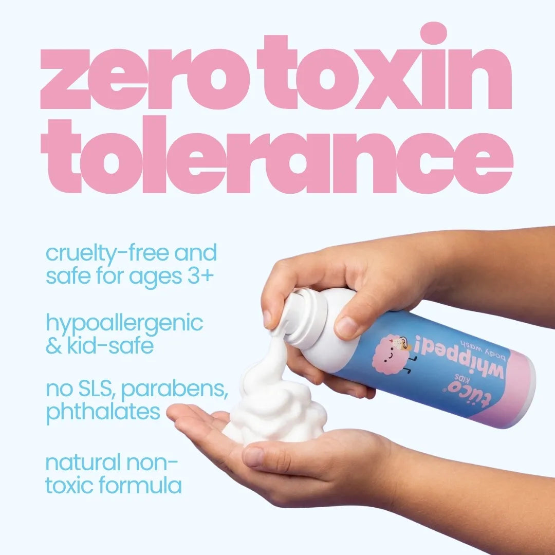 Whipped Body Wash — zero toxin tolerance safety claims with foam in a child's hands | Tuco Kids